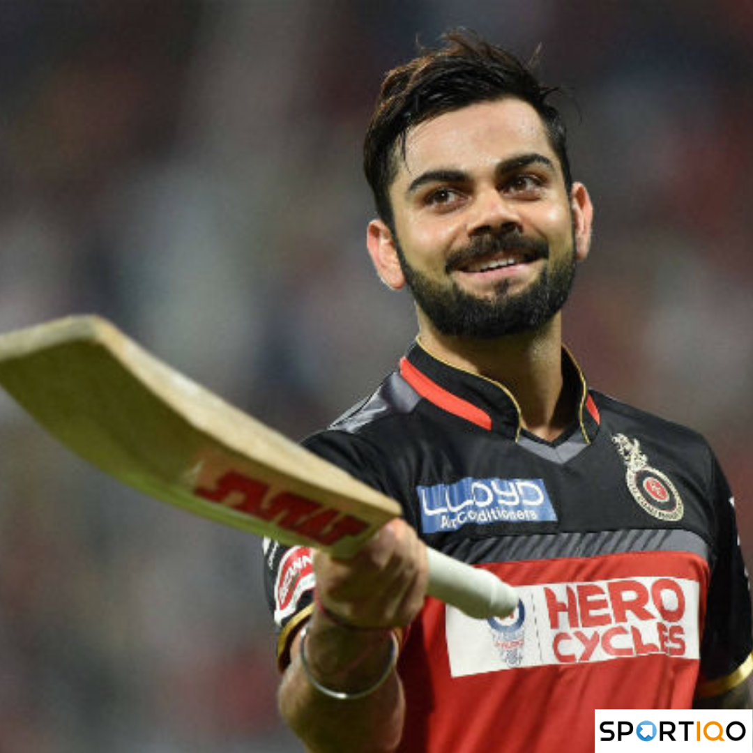 Virat Kohli celebrating his century in IPL