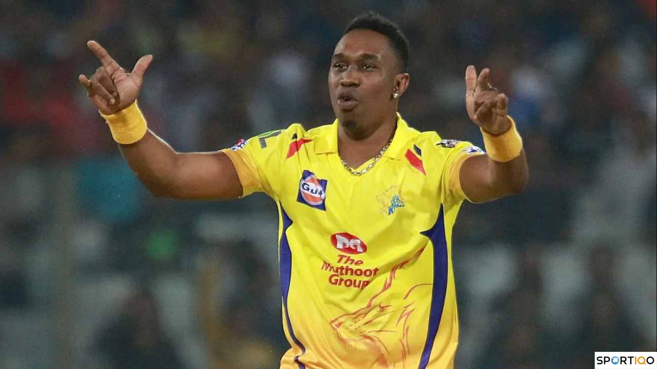  Bravo celebrating after taking a wicket for CSK
