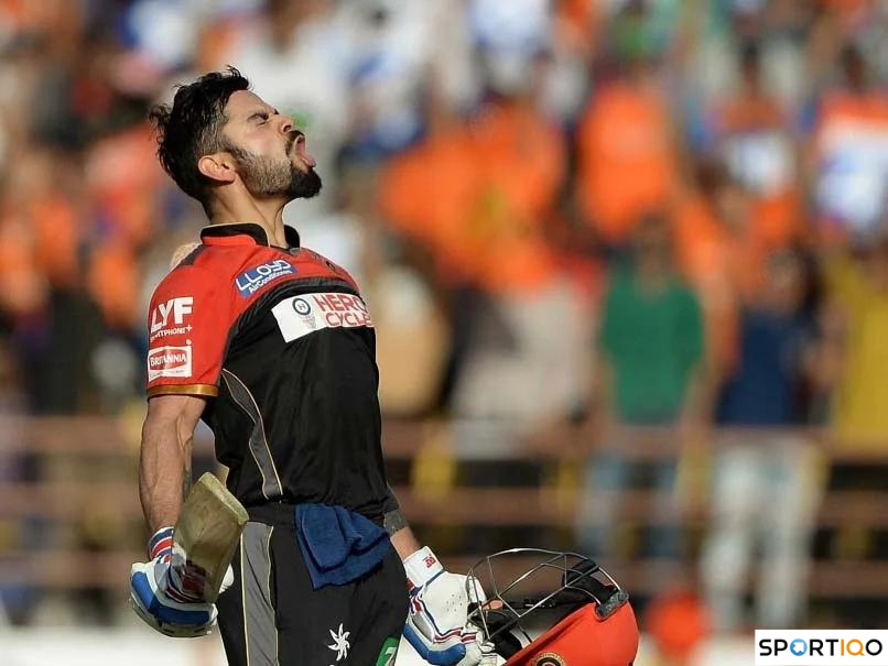 Virat Kohli celebrating after scoring a century for RCB in the IPL