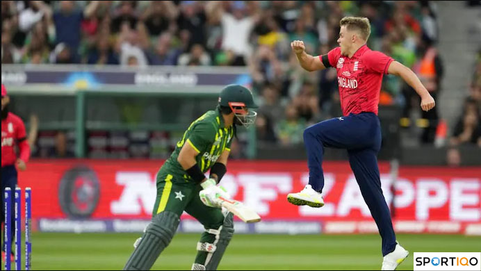 Sam Curran after taking a wicket in T20 World Cup final