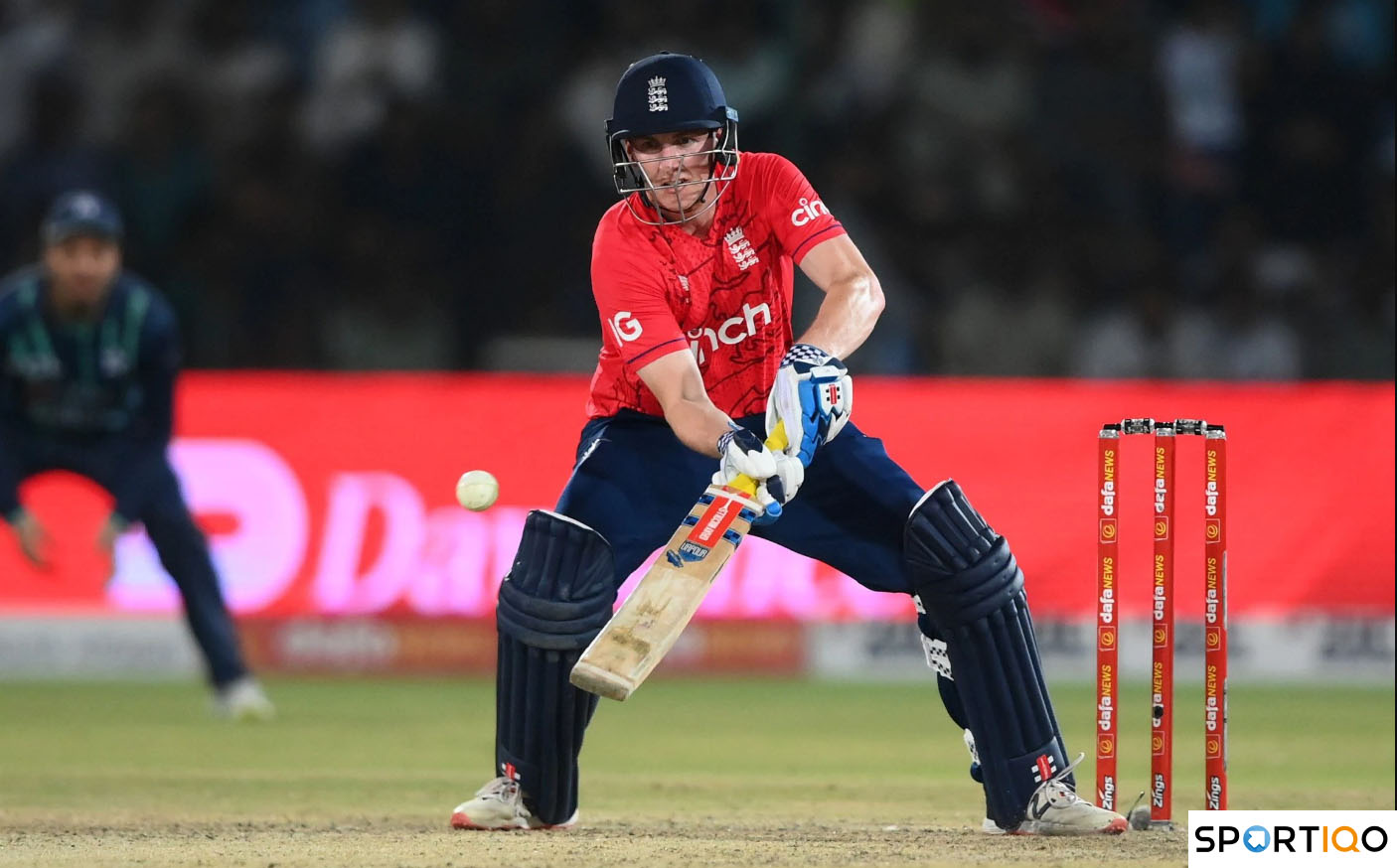 Harry Brook playing a lap shot during an innings