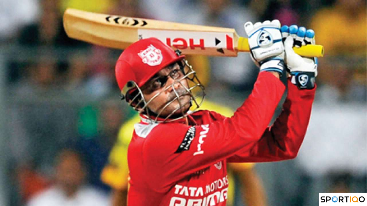 Virender Sehwag playing a shot