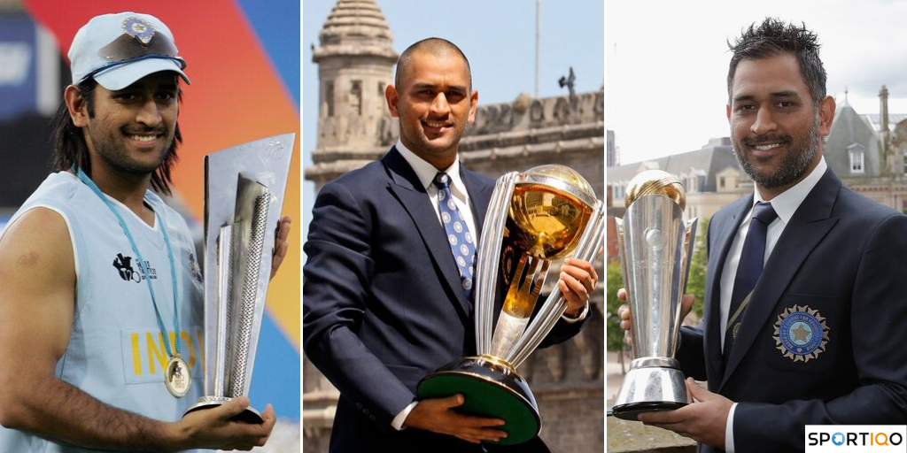 MS Dhoni with all major ICC trophies