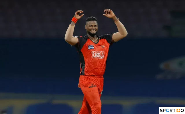 Romario Shepherd playing for Sunrisers Hyderabad