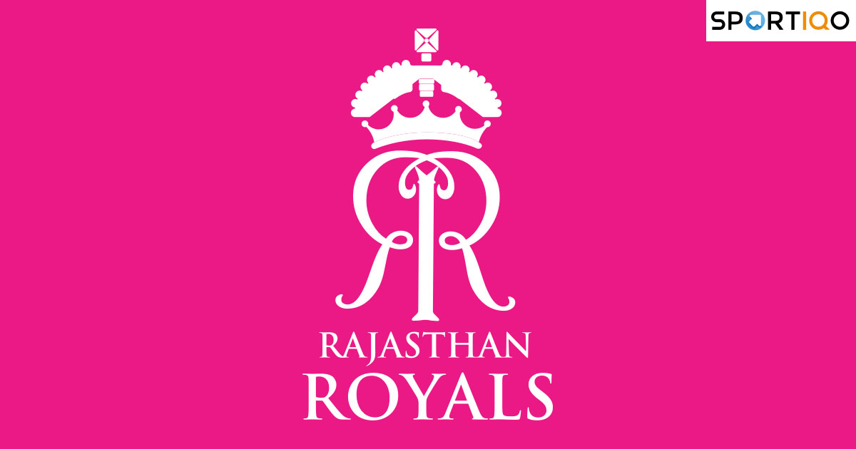  Sanju Samson with the Rajasthan Royals logo.