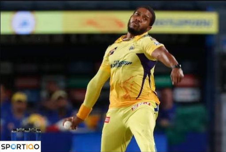 Chris Jordan bowling for CSK in IPL.