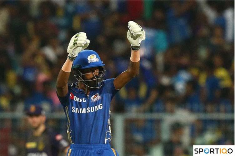 Hardik Pandya celebrating his 50 against KKR in 2019