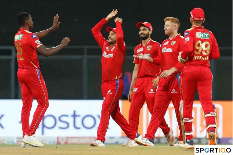 The Punjab kings celebrating a wicket