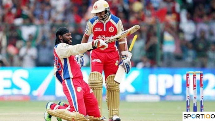 Chris Gayle celebrating his knock of 175* runs