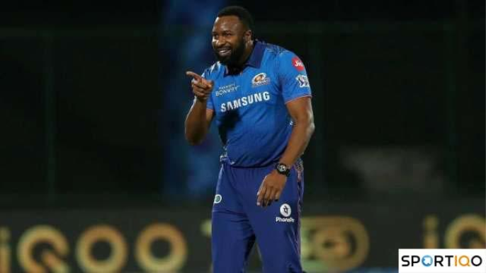 Kieron Pollard laughing after getting a wicket