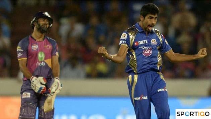 Jasprit Bumrah celebrating a wicket in IPL 2017