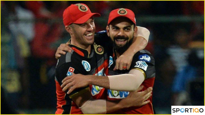 Ab de and Virat, playing for RCB, hugging each other after the match