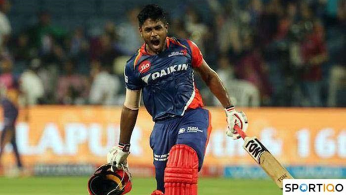 Sanju Samson celebrating maiden T20 century