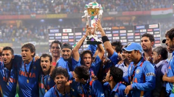 India lifting their second World Cup trophy