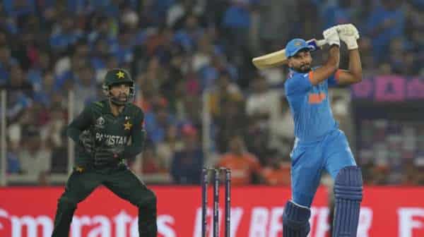 Ind vs Pak 2023 World Cup - Shreyas Iyer hits a four